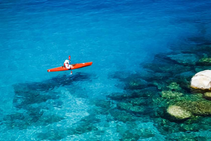 kayaker on lake tahoe 