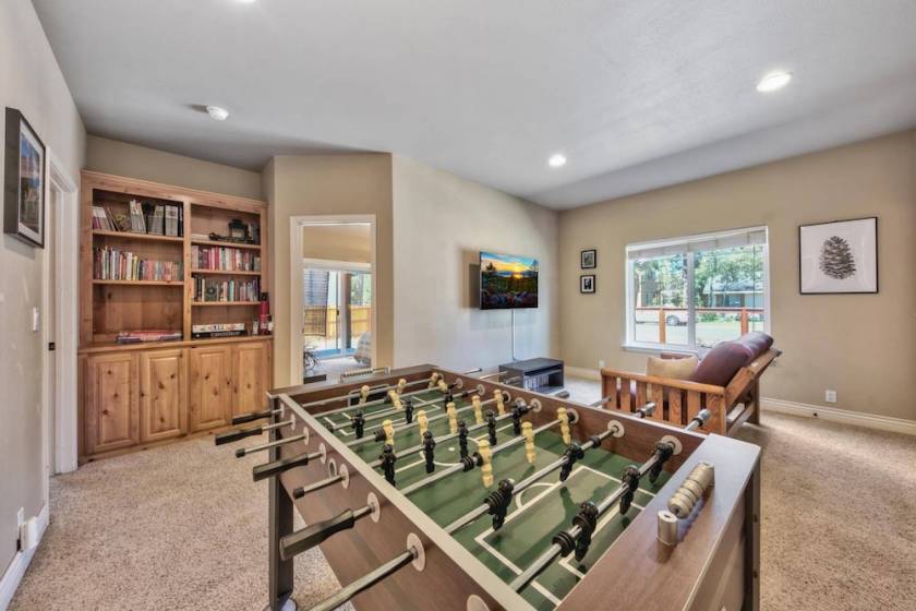 game room in tahoe cabin