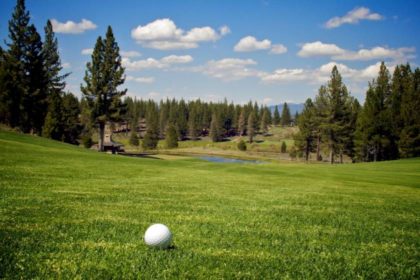 golf ball on the grass in lake tahoe