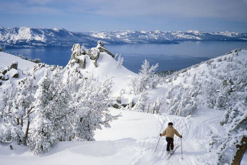 person skiing in Lake Tahoe